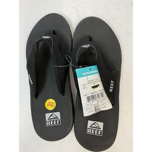 Reef Men's Fanning Black/Silver Bottle Opener Flip Flops Size 8
